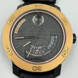 Men Movado BOLD Large Ion Watch - Gold and Black 10 ATM Water Resistant Leather