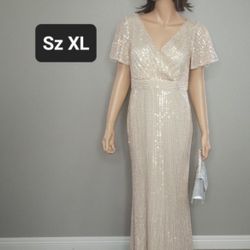 Beautiful Gold Sequined Formal Gown