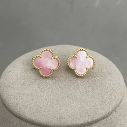 VCA Pink Mother Of Pearl Stud Earrings 