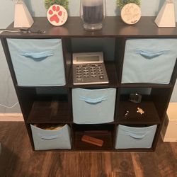 Cubby Shelf With Storage Totes