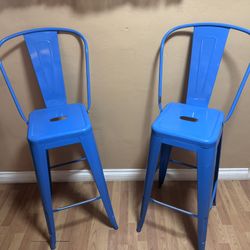 Blue Bistro Style Metal Bar Stool $75 For Both 