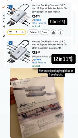Docking Station USB C Hub Multiport Adapter Triple Display 12-in-1 hub with 2 HDMI,1 VGA, RJ45,100W PD,USB A&C 3.0 Ports,SD/TF Card Reader,for MacBook