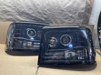 Oh193 Fit 92-96 Ford Bronco F150 Black Led Headlight Pair 