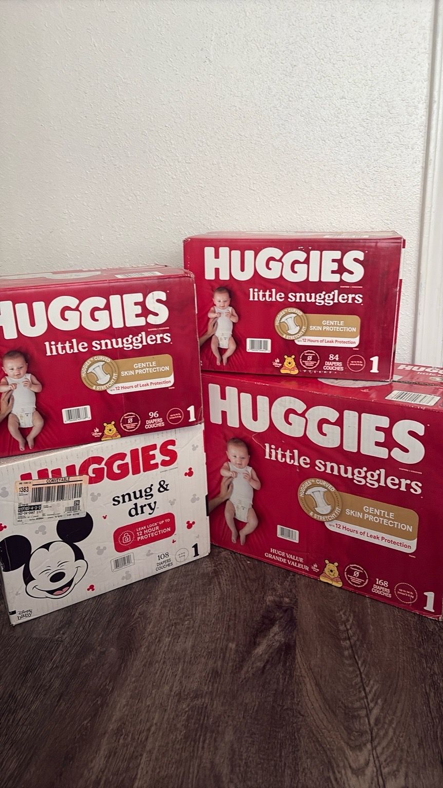 NEW Unopened Size 1 Diapers – Huggies bundle (456 Total) – $120 OBO
