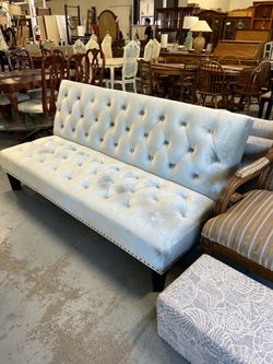 Grey velvet futon couch (in store)