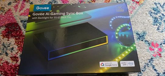Govee HDMI2.0 AI Gaming Sync Box Kit, 4K Gaming Box & 11.8FT RGBIC TV LED Backlight for 55-65 inch TVs, AI Lighting Effects, Works with Alexa Google A