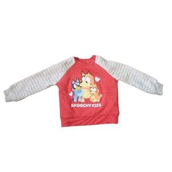 Toddler Bluey and Friends "Smoochy Kiss" Valentine's Pullover Sweater - Red 2T