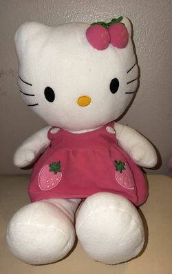 Vintage 2004 Sanrio HELLO KITTY Pink Strawberries Dress Plush w/Tag 24” RARE