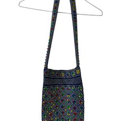 Vintage 1960's Multi Color Candy Dot Beaded Hippie Shoulder Bag Retro Fringe  This vintage hippie shoulder bag is a colorful addition to any outfit. T