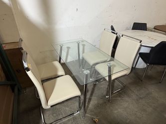 New 51”x27” Glass Table Dining Set with 4 Chairs