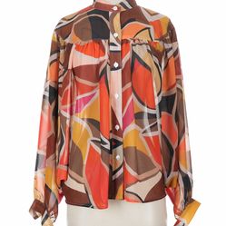 Molly Bracken Button down blouse Long sleeve blouse multicolor print
