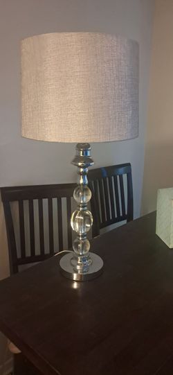Crystal Ball Table Lamp with Linen Shade