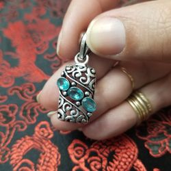 Silver Pendant With Blue Stones
