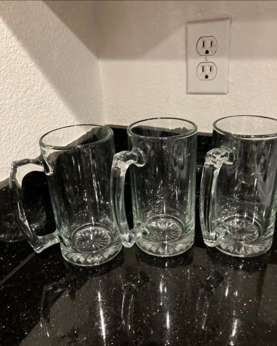 SET OF 3 LARGE HEAVY WEIGHT BEER MUGS