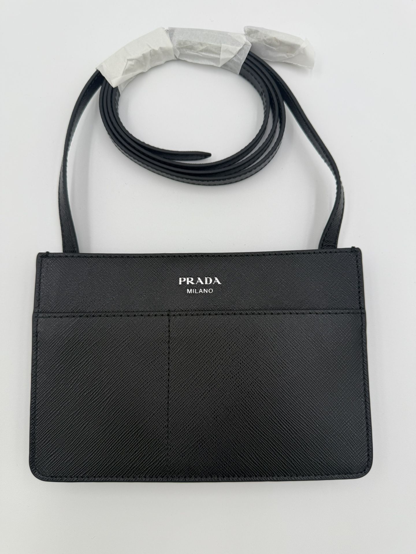 Auth Black Prada Crossbody cellphone bag