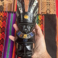 Obsidian And Crystal Figurine From Mexico Indigenous