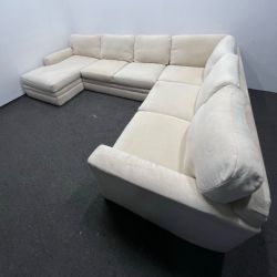 Large Off-white/Cream Fabric 3 pc Sectional Couch w Left-arm Facing Chaise. Very clean. Can Deliver!