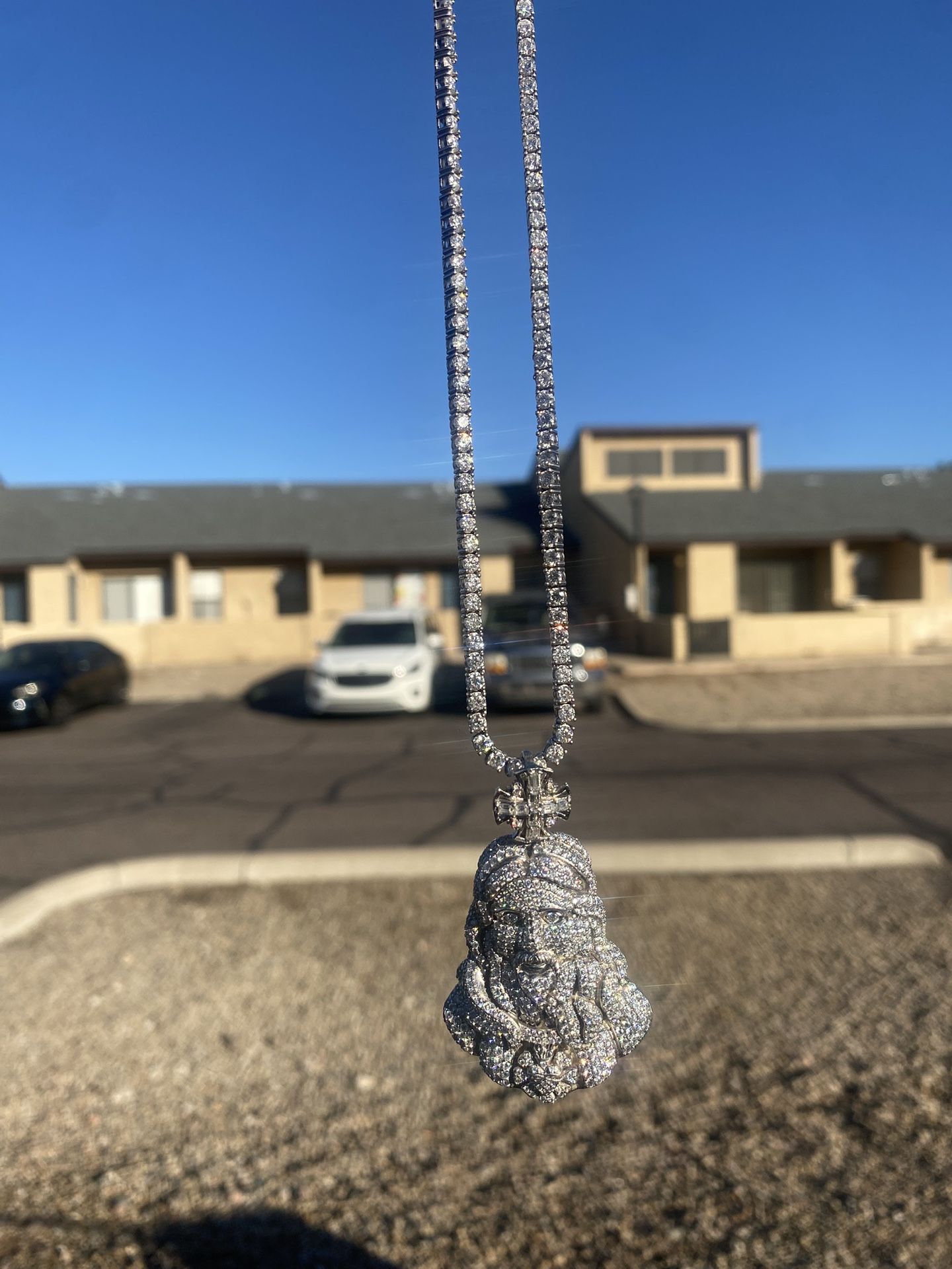 Moissanite Tennis Chain And Pendant 