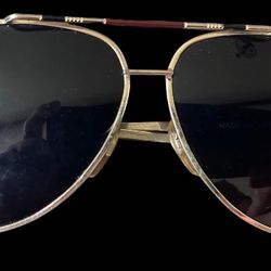 Vintage Aviator Sunglasses Glass Lenses Metal Frames Dark w/ Case