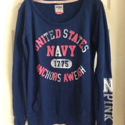 PINK VICTORIAS SECRET MILITARY COLLECTION JONES & MITCHELL US NAVY SWEATSHIRT MEDIUM