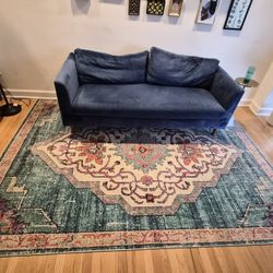 Monaco Turquoise and Beige Area Rug and Rug Pad