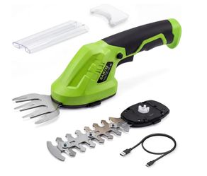 Cordless Grass Shear & Shrub Trimme, 2 in 1 Electric Handheld Hedge Trimmer, Lightweight Rechargeable Bush Trimmers, with Type-C Cable, Dual Safety Sw