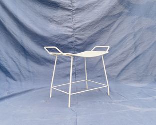1960s Mid-Century Salterini Style White Enameled Metal Ottoman/Stool