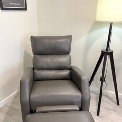 $250 OBO Modern Leather Recliner - LIKE NEW - Swivels & Rocks