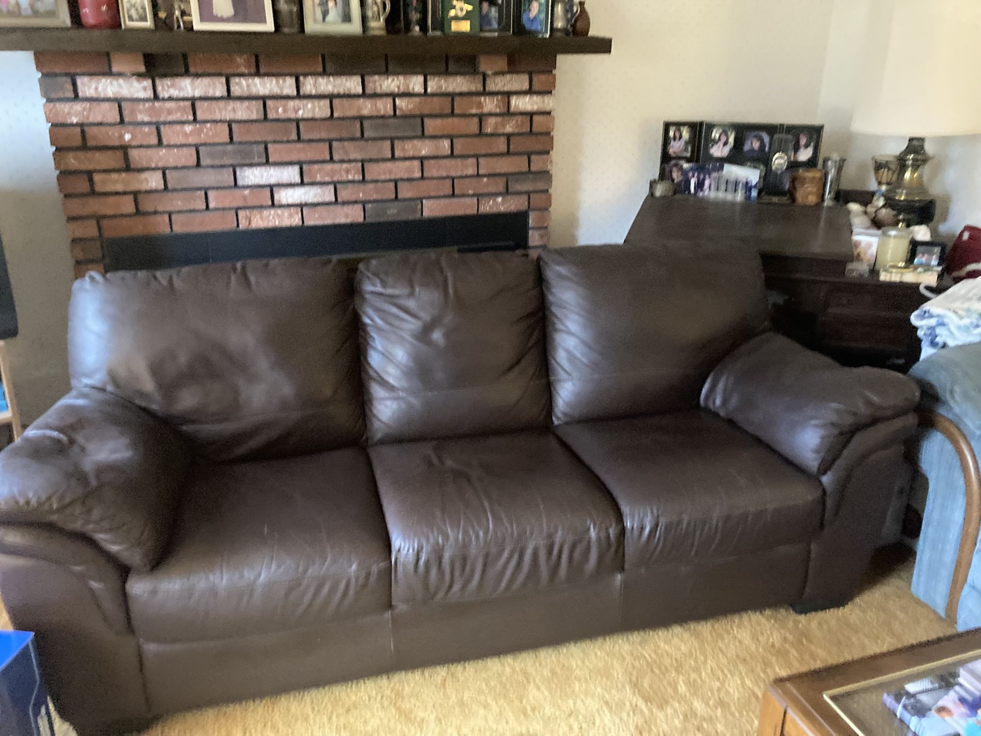 Brown leather couch