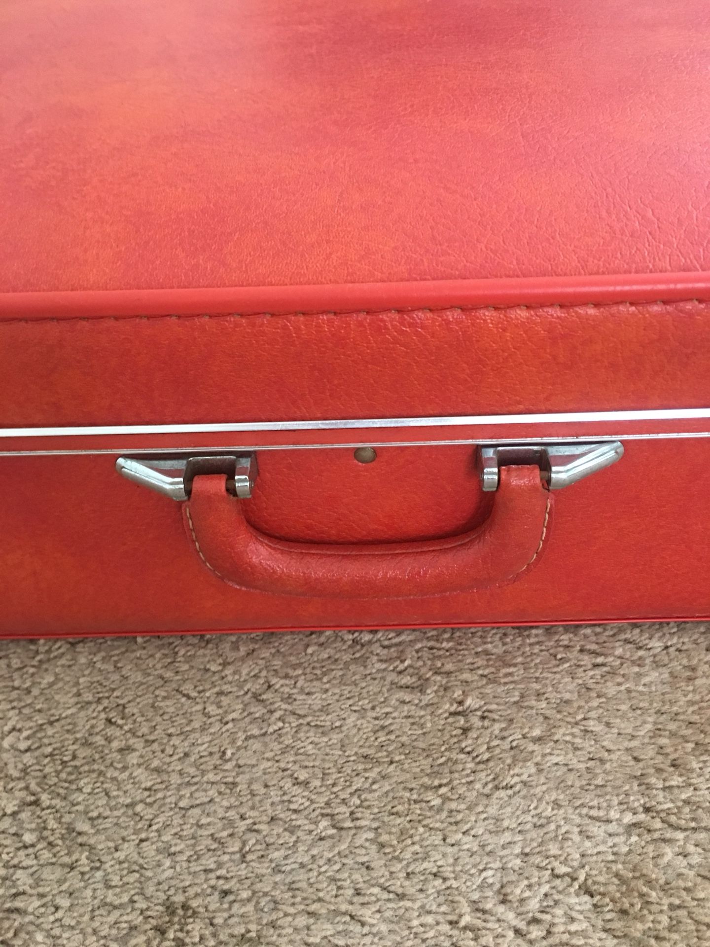 Vintage Invicta Red Suitcase Travel Luggage-with Keys