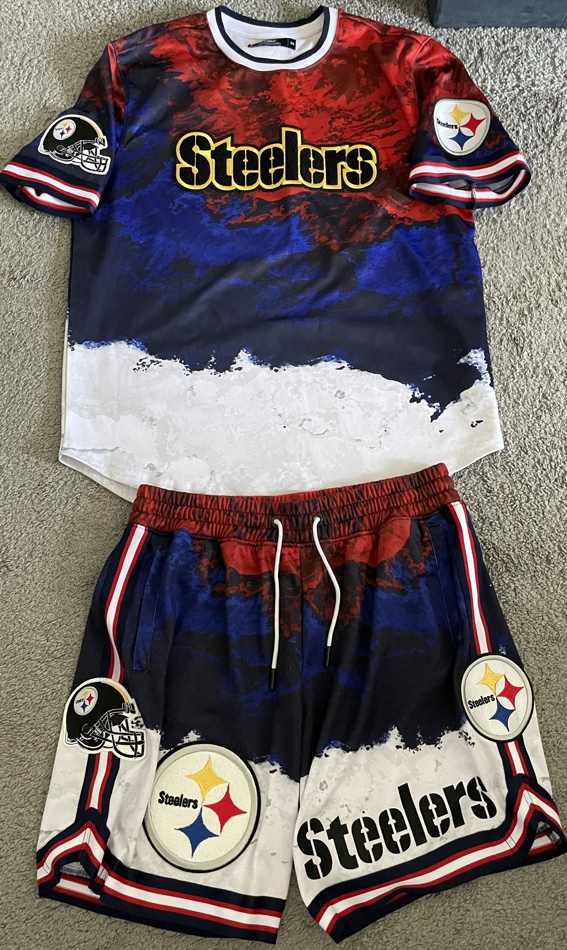 Men's Pro Standard Navy/Red Pittsburgh Steelers Americana Shorts and Shirt Set