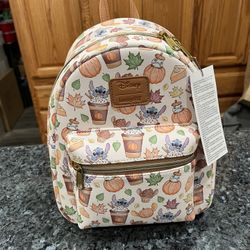 Loungefly Disney Stitch Pumpkin Spice Latte Mini Backpack Bag.  Brand new with tags.  Smoke free home 