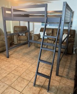 Wooden Dorel Living Denver Full Size Loft Bed w/ Ladder, Side Rails, Box Spring Not Required