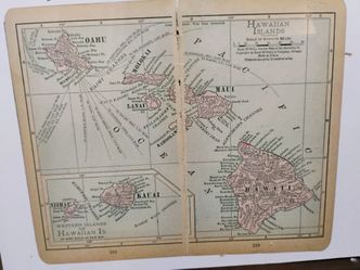 Antique map 1924 Hawaiian Islands small 5x6 map
