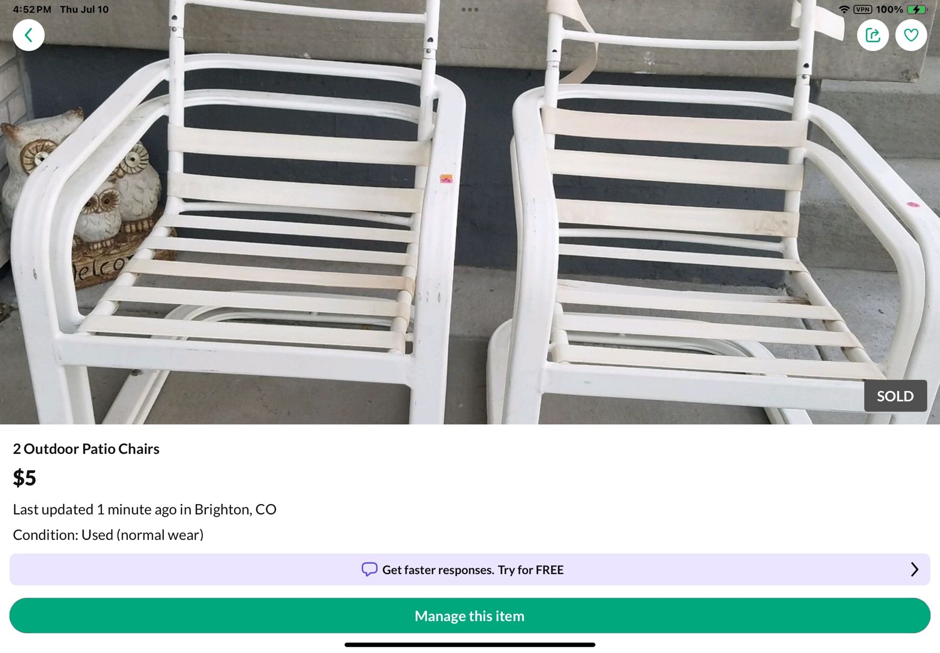 2 Outdoor Patio Chairs-NOT SOLD!