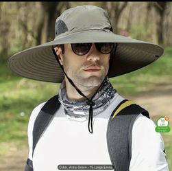 Men's Wide Brim Sun Hat with Adjustable Strip Army Green