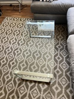 Glass and brushed-metal coffee table