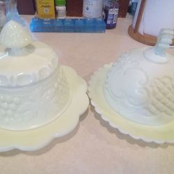 Custard Glass Butter Dish 