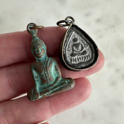 Pair Of Thai Buddha Pendants 