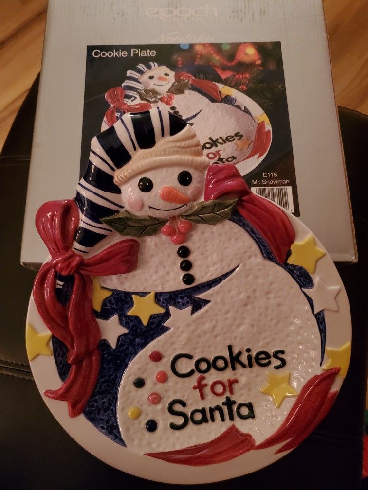 Noritake Cookie Plate Christmas Winter Snowman NIB New