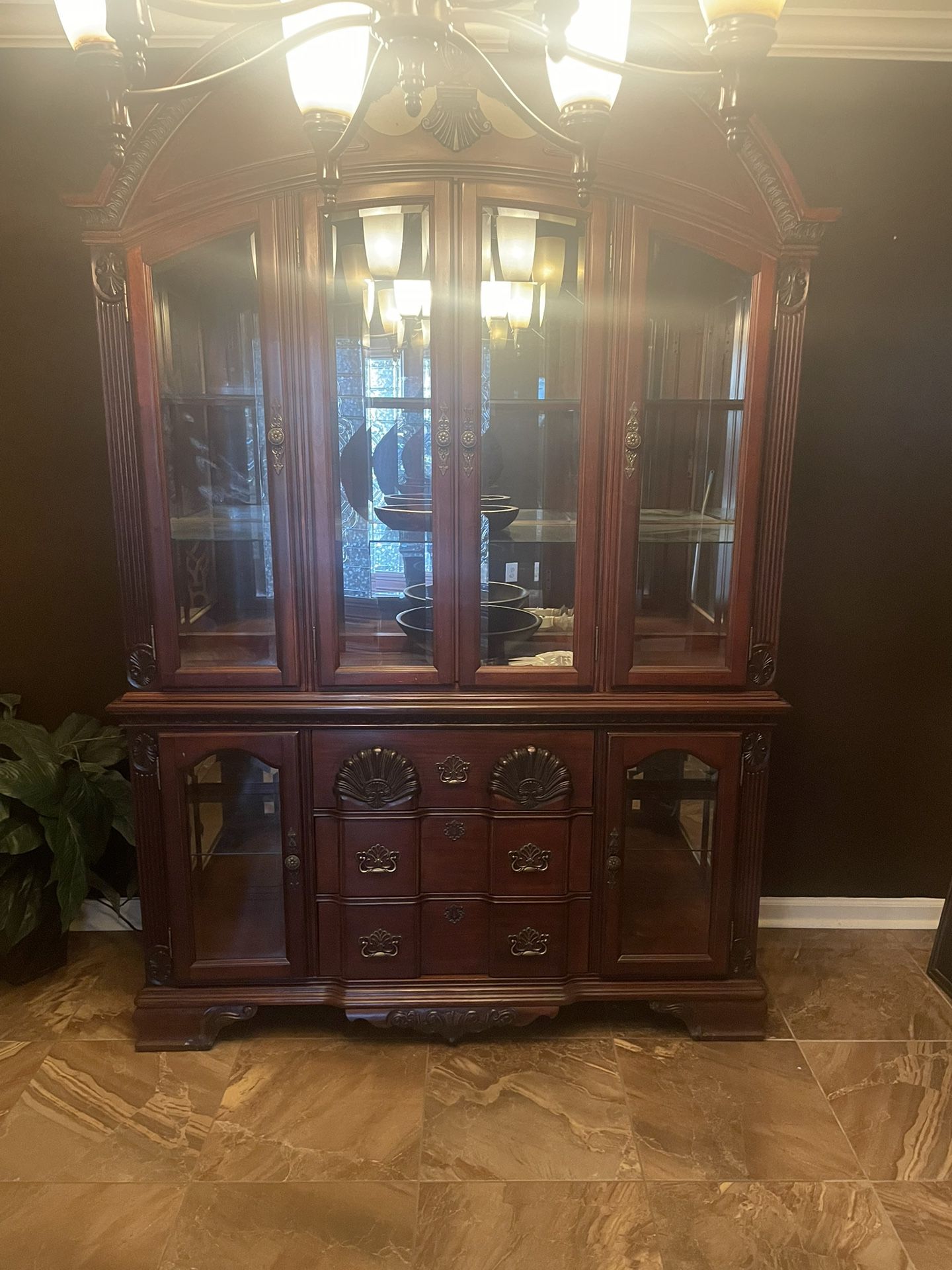 Glass Dining Table & China Cabinet