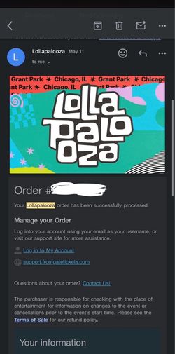 (2) VIP Lollapalooza 4-Day Wristbands 2026