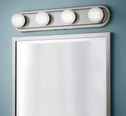 HAMPTON BAY- Midford 24 in. 4-Light Brushed Nickel LED Vanity Light Bar with Frosted Shade SHOP