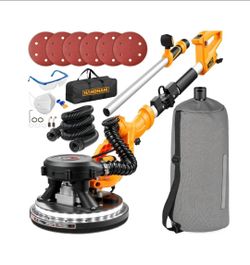 Electric Drywall Sander, 8.5A Drywall Power Sander with Vacuum Dust Collector, 9 Variable Speed RPM, LED Light, Dustless Wall Sander for Drywa