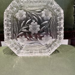 Antique American Brilliant Period ABP Cut Glass Nappy Candy NUT Dish