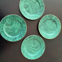 Neiman Marcus Malachite plates (4), 6.25"