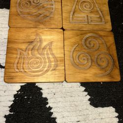 Personalized laser engraved wooden coasters 4 for 25