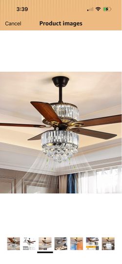 Crystal Chandelier Ceiling Fan with Light