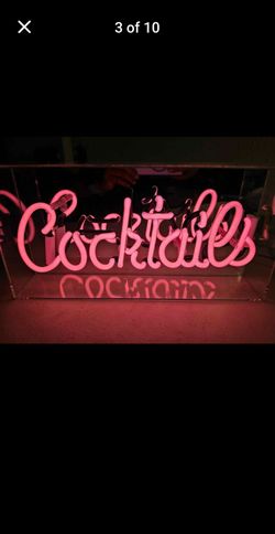 Cocktails Acrylic Box Neon Light Sign 15x8 Lamp Glass Space Bar pink Decoration