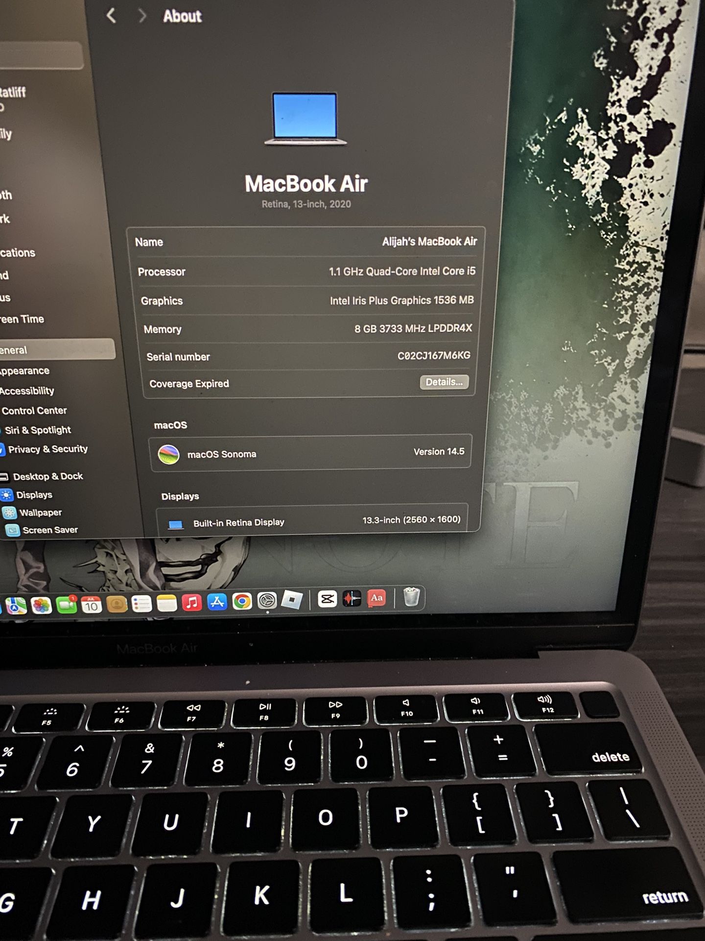 2020 Macbook Air 13.3 in